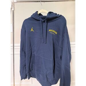 Jordan Michigan Football Hoodie Mens XL Navy Blue Jumpman Fleece Sweatshirt